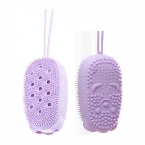 silikon tırtıklı hazneli banyo süngeri - banyo kesesi - duş lifi