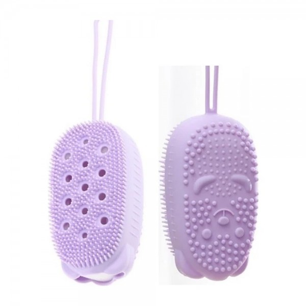 silikon tırtıklı hazneli banyo süngeri - banyo kesesi - duş lifi