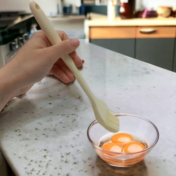 silikon yumurta ve yağ fırçası  BEYAZ (26.5cm)