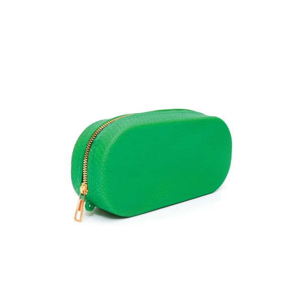 Yeşil Aromatik Kokulu Piton Yılan Desenli Takı Fırça Özel Makyaj Çantası