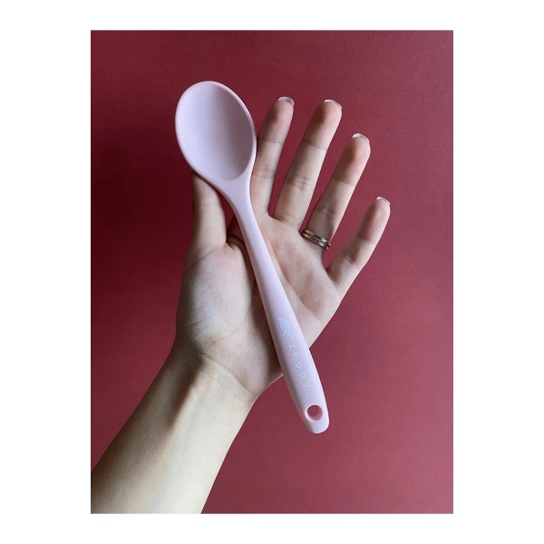 Ivory 2'li silikon kaşık ısıya dayanıklı ve sert kaşık pembe