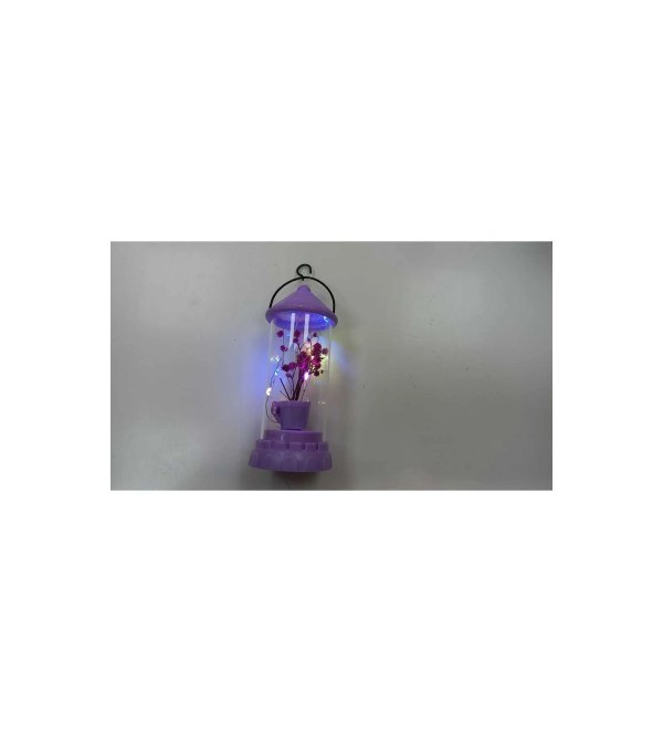 Dekoratif Fanus içinde led ışıklı çiçek