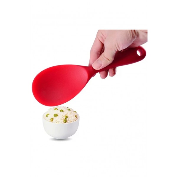 İvory silikon geniş pilav kaşığı (22.5cm) kırmızı
